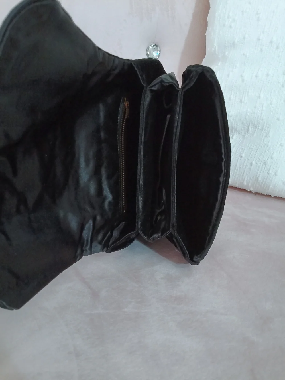 Avon Black Velvet‎ Clutch with Gold Floral Clasp